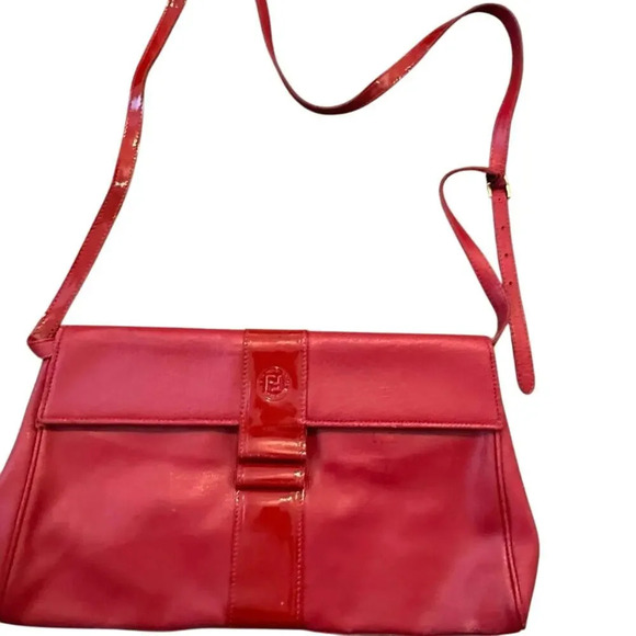 Fendi Red Leather rare handbag purse crossbody vintage - Picture 2 of 16
